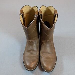 Justin JB3001 Brown Leather Cowboy Boots Style AW2104 Size 8D